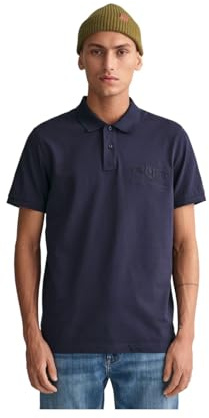 GANT Herren REG Tonal Shield SS Rugger Hemd, Evening Blue, Standard