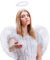 Set mit Engelsflügel + Engel Haarreif | Engelflügel | Haarreifen | Engel Flügel | Amor | Federflügel | Christkind als Accessoire für Damen Kostüm Halloween | Karneval | Mottoparty (Weiß)