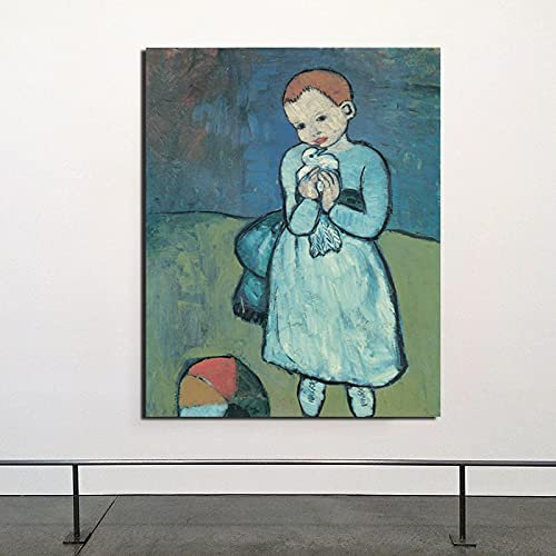 Kind mit einer Taube Pablo Picasso Leinwand Gemälde Drucke Wohnzimmer Dekoration Wandkunst Ölgemälde Poster Bilder 60x90cm rahmenlos
