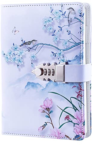 NectaRoy PU Leder Zahlenschloss Tagebuch SchreibenOrganizer, Sternbild Passwort Tagebuch Notizblock, Kombinationsschloss Notizbuch mit Kartenfächern und Stifthalter, Größe 215x150mm