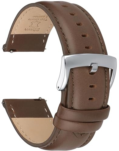 OTTOODY Leder Uhrenarmband 18-22mm Mit Schnellverschluss - Elegantes Ersatz-Armband für Herren und Damen Uhren und Smartwatches