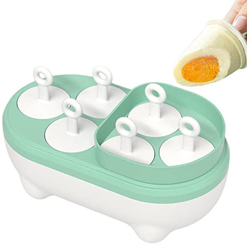 Popsicle - Heladera Reutilizable Silicona 6 cavidades,Moldes Silicona fácil liberación para congelar puré, Jugo, Yogur, Mermelada, Jalea, pudín Pacienjo