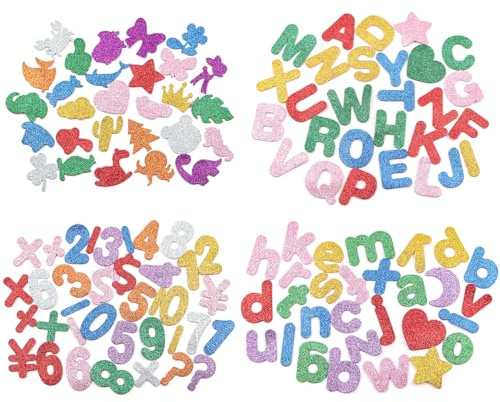 Namvo Schaumstoff-Aufkleber, Groß- und Kleinbuchstaben-Aufkleber, selbstklebende Flash-Zahlen-Aufkleber für Klassen, Lernen, DIY, Kunst, Handwerk, Kartendekoration