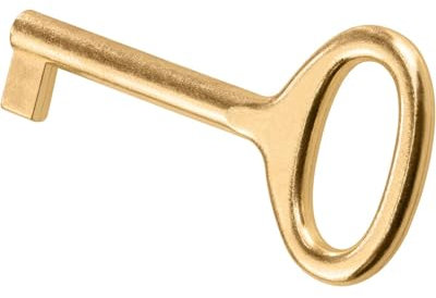Gedotec Möbelschlüssel vermessingt | 1 Stück | Bartschlüssel Metall | PAGANINI | Deko Ersatz-Schlüssel antik | 35 mm | Ersatzschlüssel | Schlüssel mit Euro-Sperre | Zusatzschlüssel für Möbel-Schloss