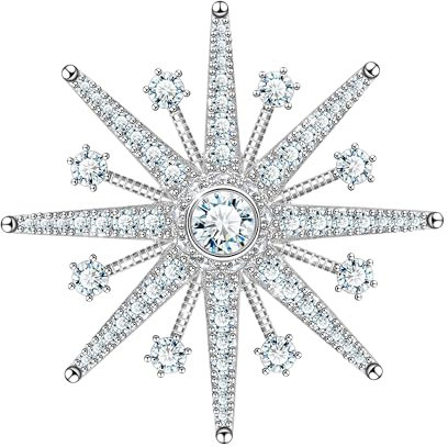 KristLand Funkelnde Stern Brosche Pin Für Frauen Männer Mode Zierlich Revers Pins mit Schönen Zirkonia Stein Kleid Anzug Bouquet Schmuck Weihnachten Winter Urlaub Hochzeit Geburtstag Geschenke