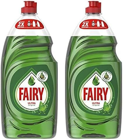 Fairy Ultra Lavavajillas a Mano, Óptimo Poder Antigrasa, 820 ml (Paquete de 2)