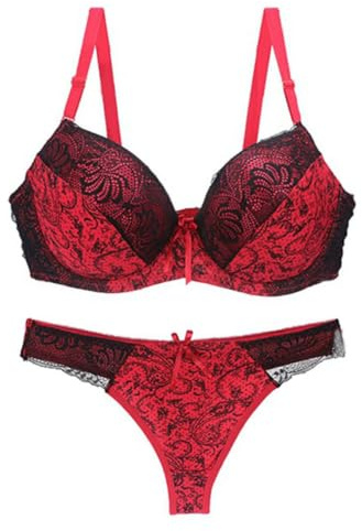 MOONBADI unterwäsche Frauen Set Push up Tshirt BH Push up mit bügel | 2 Teilige damen unterwäsche set mit Spitzen Schweißableitend verstellbarer Rückenverschluss für den Büroalltag