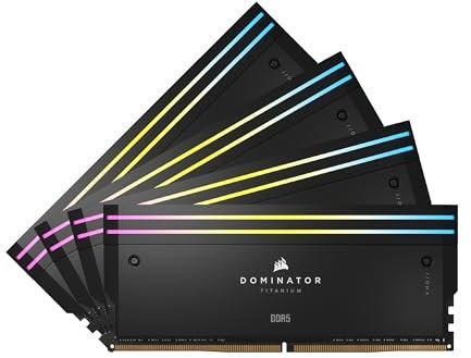 CORSAIR Dominator Titanium RGB DDR5 RAM 96GB (4x24GB) 6400MHz CL32 Intel XMP iCUE-Kompatibler Computerspeicher - Schwarz (CMP96GX5M4B6400C32)