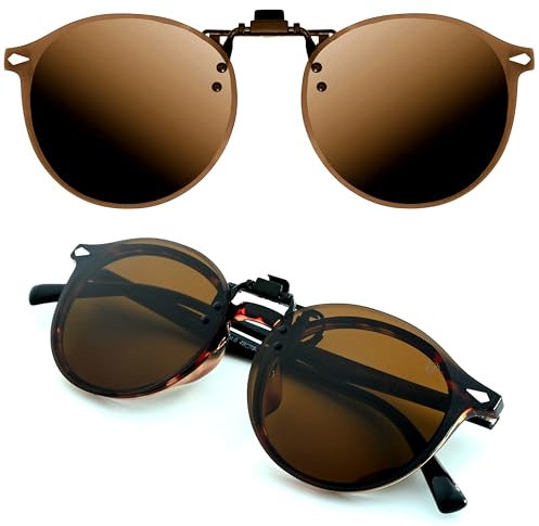 CREYESTAL Polarisiert Sonnenbrillen Aufsatz Brille, Sonnenbrille Clip, Anhebbar und Ultraleicht, Herren, Damen 100% UV400