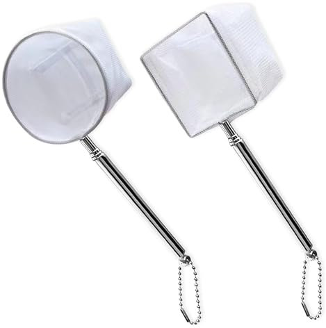 TYXHXTF 2 Pezzi Retino da Pesca Acquario con Manico Telescopico, Rete da Pesca Estensibile, per Laghetti Laghi Gamberetti