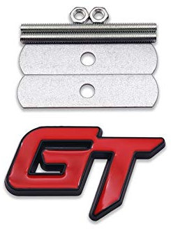 GT Kühlergrill Emblem Auf Grill Schrauben Schriftzug Auto Emblem Logo Auto Front Gitter Abzeichen 3D Grand Touring Car Gitter-Abzeichen(Black&Red)