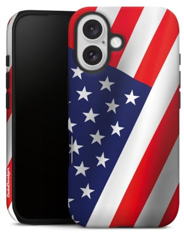 Panzer Handyhülle kompatibel mit Apple iPhone 16 robuste Outdoor Hülle Schutzhülle matt Flagge USA Amerika
