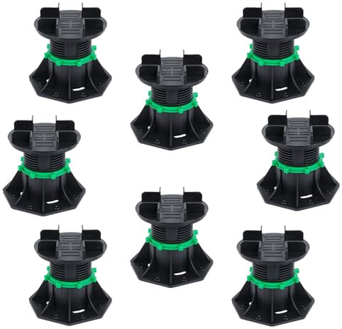 VallisCo 8 PCS Deck Blocks, Tuff blocks Deck Foundation with Stone Accessories & Rubber Pads, Adjustable Deck Support Pedestal(3.54 to 4.65) - Deck Footings without Digging, Perfect for Outdoor Wood