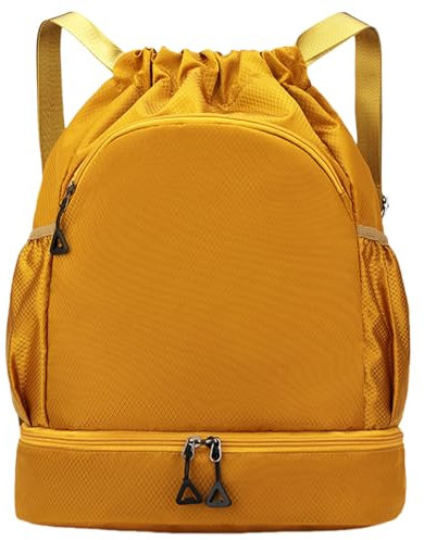 FAVORTALK Drawstring Backpack - Large Capacity, Waterproof PE Bag - Unisex, Dry-Wet Separation, Oxford Fabric, Sports & School Travel - SKD10623