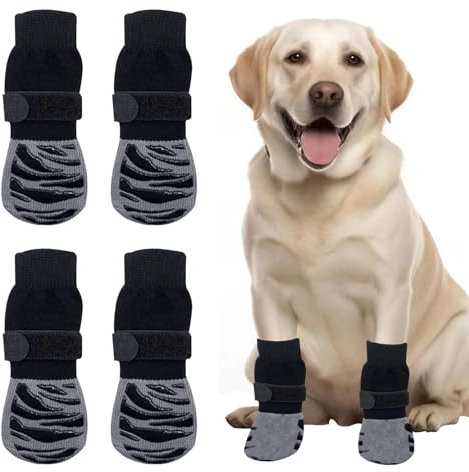 BSITSSS 2 Paar Hundeschuhe Pfotenschutz, Anti-Rutsch-Hundesocken, Hunde Schuhe mit Verstellbaren Riemen, Pfotenschutz Hund Verletzung, Shoe Dog für den Innen-und Außenbereich