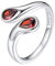 Bestyle Silberring Damen 925 Silber Offen Verstellbare Ring Roter Stein Einfacher Ring Teardrop Chunky Rings Silver Frauen Stressring mit Geburtsstein Granat