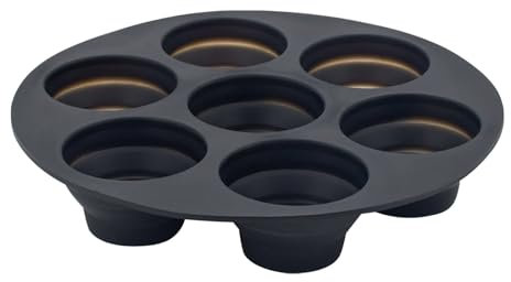 HSTWODE 1 Stücke Silikon Kuchenform,Faltbare Backform Kuchenform Luftfritteuse Kuchenform， 7 Loch Muffin Tablett Antihaft-Backform (Schwarz)