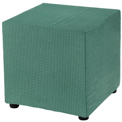 QUARKZMAN Schonbezug Hockerbezug, 33 * 33 * 38cm Hohe Elastizität Hocker Bezugfür Fußhocker, Stretch Bezug Waschbar Abdeckung Überzug Hocker Protector - Grün
