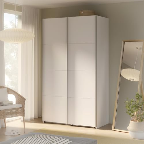 FORTE SOPHISTISPACE Kleiderschrank 120, Moderner Schrank mit 2 Schwebetüren, Holzwerkstoff, Weiß, 120,1 cm breit, 210,5 cm hoch, 62,9 cm tief