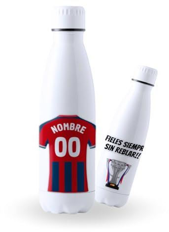 DEREGALOOS Botella Acero Inoxidable 700ml Personalizada con Nombre Huesca. Botella Deportiva para Aficionados. Hidratación Escolar Gimnasio Regalo Original