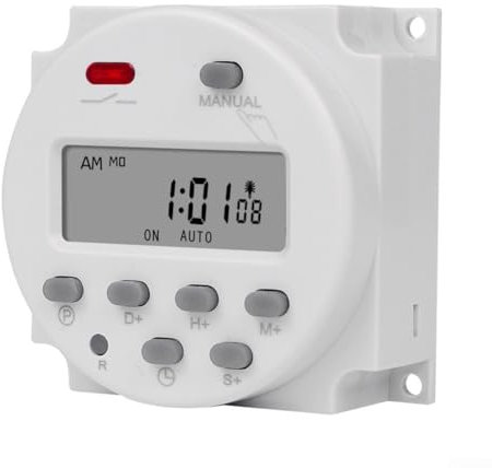 SMZhomeone Zeitschaltuhr, Digitalanzeige, Power-Timer, wöchentlich programmierbarer Zeitrelaisschalter, 24/110/220 V LCD-Bildschirm, 8 Ein-/Aus-Programme (AC 220 V)