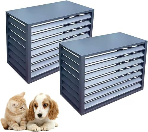 FDQAMLKX Juego de 2 Vallas para Aire Acondicionado, Cubiertas para Unidad de Aire Acondicionado Exterior, Soporte para Flores Hid, antirrobo, Limpieza de jardín, reducción de Ruido