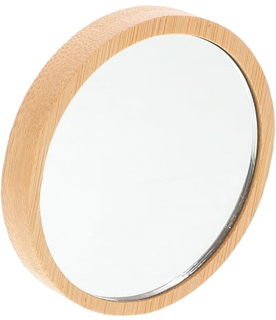 Kisangel Mini-Taschenspiegel Bambus Kosmetikspiegel Schminkspiegel aus Holz Holzspiegel mit Luxus-Touch Holz Kosmetikspiegel austauschbarer Deckel für Spiegel mit Griff Bambusglas