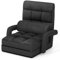 COSTWAY Adjustable Folding Lazy Sofa Bed with Armrests and Pillow, Convertible Floor Armchair Sofa Seat for Home Office, Easy-to-Clean (Dark Grey)