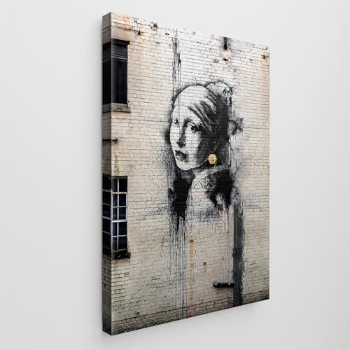 Giallobus - Gemälde - Banksy - - Standardleinwand - 100x140-26 - Das Mädchen mit dem Perlenohrring - Bereit zum Aufhängen - Moderne Gemälde