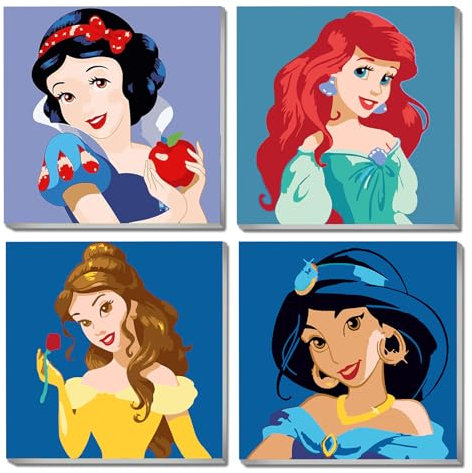 YALKIN 4 Packs Paint by Numbers Kits for Adults, Cartoon Painting by Number Kits On Canvas,Without Frame DIY Color Oil Painting Acrylic Paints,Home Wall Decor 8x8in/20x20cm