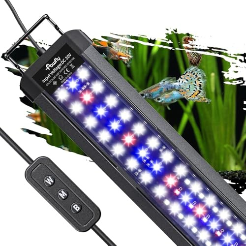 Pawfly Aquarium Light for Plants, 33 W Fish Tank Light, Full Spectrum Aquarium Lights for 121-137 CM Tanks, Extendable LED Fish Lamp with Daytime/Night Modes & Adjustable Brightness for Freshwater