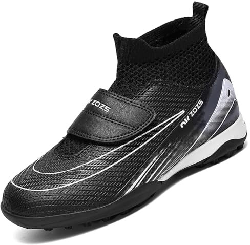 VTASQ Boys Football Boots Kids Astro Turf Trainers Firm Ground Soccer Athletics Training Sport Shoes Teenager Football Shoes Profession Competition Outdoor Sneakers Black UK3.5