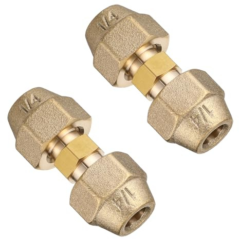 Lot de 2 raccords doubles 1/4 pour tuyaux en cuivre, rallonge de tuyau en cuivre de climatisation, raccord de tuyau en cuivre, climatisation, double mamelon, adaptateur de raccord de tuyau AC sans