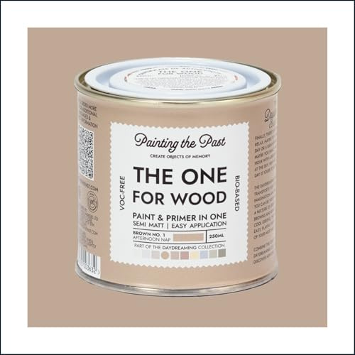 The One for Wood Paint & Primer 250ml Brown No. 1 Afternoon Nap | Semi Matt Finish, Bio-Based & VOC-Free Formula for Wooden Furniture & Surfaces | Durable & Easy Indoor Home Decorating