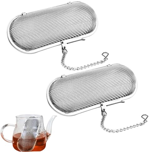 2 Stück Gewürzsieb,Gewürzei,Gewürzsieb Zum Mitkochen,Gewürzsäckchen | Gewürzsäckchen Zum Kochen,Edelstahl,Mit Kette,Zum Kochen,Gewürzkugel,Teekugel,Tea Strainer,Für Gewürz/Tee Sieb Zubehör