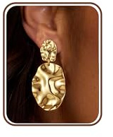 YADOCA Ohrringe Silber 925 Damen Tropfen Ohrringe Hängend Gold Statement Ohrring 14K Vergoldete Ohrring Hypoallergene Leichtes Gehämmert Fächerförmig Groß Chunky Gold Schmuck