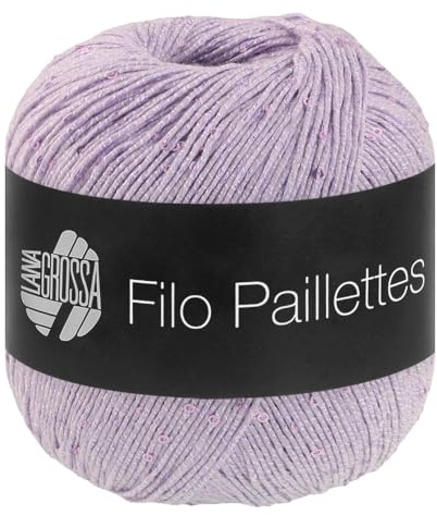 LANA GROSSA Filo Paillettes |Edles, fest verzwirntes Garn mit Pailletten & Matt-Glanz-Effekt | Handstrickgarn aus 55% Baumwolle, 39% Polyester, 6% Polyamid | 50g Wolle, Stricken & Häkeln | 155m FB 8