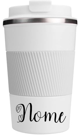 loongway Tazza Termica Personalizzata con Nome Bicchiere Termico 380ml Tazza Termica Acciaio Inossidabile Adatto per regali di compleanno Regali per il team Posizionabile nel portabicchiere dell'auto