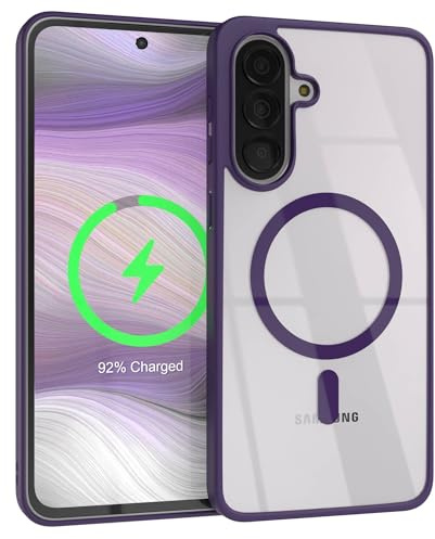 EAZY CASE Hülle für Galaxy A37 kompatibel mit Qi Charging Ultra Aufprallschutz Stoßfest und Kratzfest dünne Schutzhülle mit Kameraschutz Silikon Cover Clear Hybrid Handy Case Lila - Qi Charging