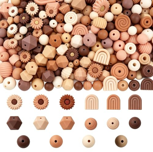 Lot de 100 perles rondes en silicone en forme de marguerite | Perles en silicone en forme de fleur avec trous, faciles à enfiler, pour bricolage, porte-clés, attache-tétine, bracelets