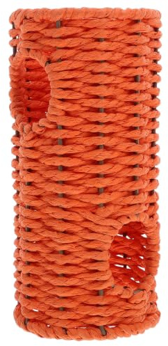Túnel de Paja para Hámster Hecho a Mano, Naranja, Juguete | Diseño Creativo y Único, Superficie para Morder, Fácil Limpieza, Uso en Jaulas y Cama de Conejo