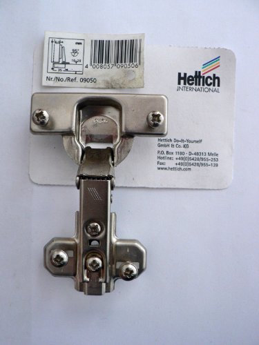Hettich Slide-on Federscharniere 95°, Ø 35 mm, vernickelt, Kröpfung: 0 mm, für aufliegende Türen , 1 Stück, Artikelnr. 9050