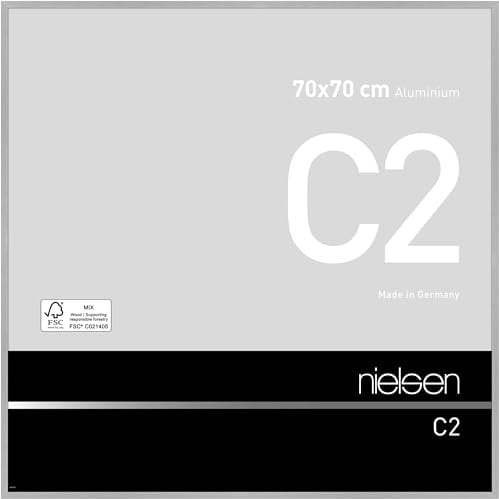 nielsen Bilderrahmen, 70 x 70 cm, Aluminium, Silber matt, Posterrahmen zum Aufhängen im Hoch- & Querformat, Echtglas, C2