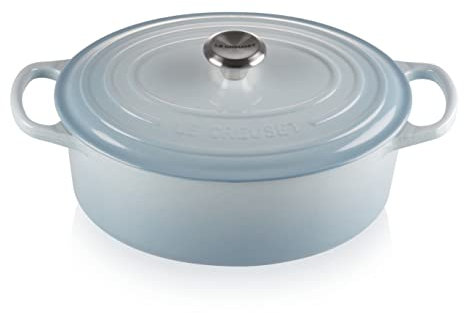 Le Creuset Signature Enamelled Cast Iron Casserole Dish with Lid - Oval, 29 cm, 4.7 Litres, Coastal Blue,21178294202430