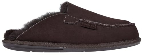 Vanuba Awassi Handmade Herrenhausschuhe, Naturleder, 100% Schafwolle, Warme und Bequeme Hausschuhe, Leder Braun/Braun, 44 EU