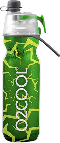 O2COOL Mist 'N Sip Misting Water Bottle 2-in-1 Mist And Sip Function With No Leak Pull Top Spout Sports Water Bottle Reusable Water Bottle - 20 oz (Crackle Green)