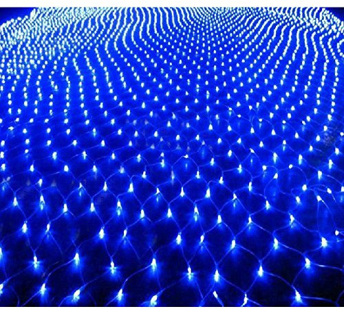 Weihnachtslichterkette 3m x 2m 320 LED Netzlichterkette Hellweiß Innen und Außen Weihnachtsbaum Lichterketten Multifunktions-Speicher-Timer Netzbetriebene Grünes Kabe (Blau)