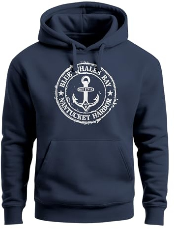 Neverless® Hoodie Herren maritimes Anker Motiv Anchor Print Vintage Stil Kapuzen-Pullover Männer