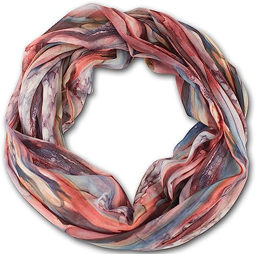 fashionchimp Loop Schlauchschal für Damen mit All-Over-Muster im Batik Style, Crash and Crinkle, Seide (Rost)