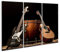 islandburner Bild auf Leinwand Musikinstrumente Bass Drum Barrel Akustische Gitarre Bassgitarre Schwarzer Hinte Bilder Wandbilder Poster